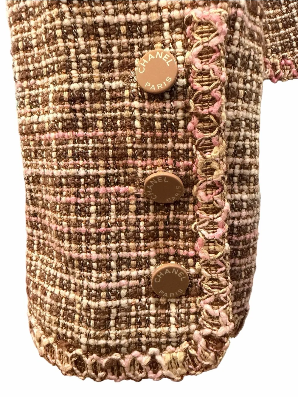 CHANEL Pink and Brown Tweed Blazer
